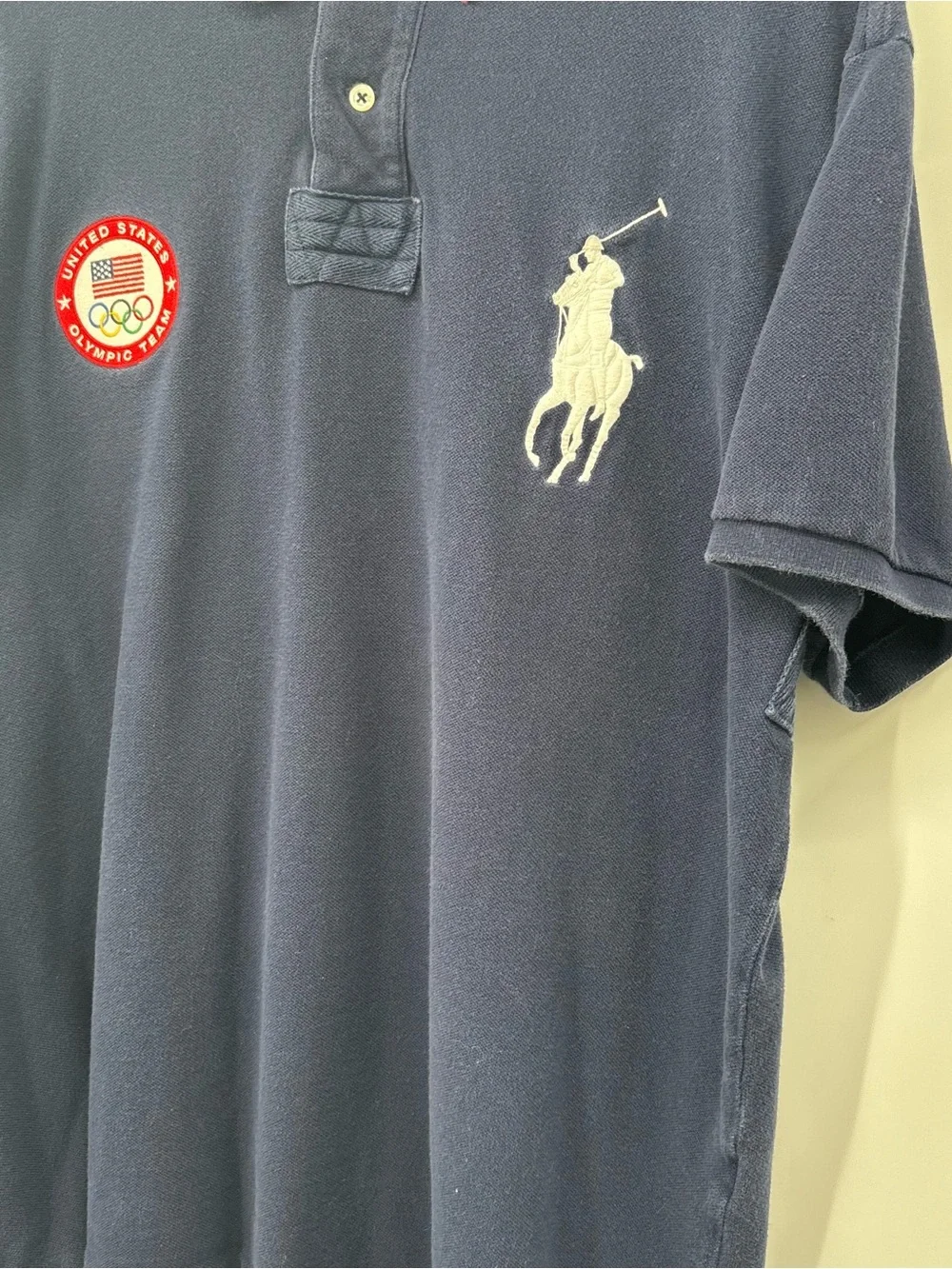 Polo by Ralph Lauren Navy Short-Sleeve Olympic Polo with Red Trim